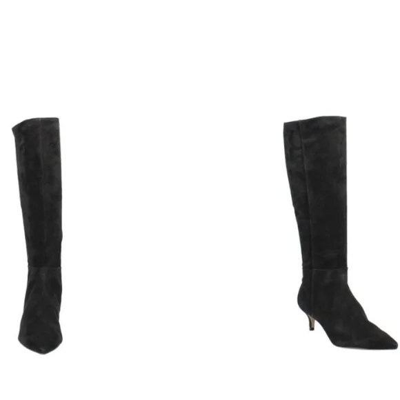 Schultz sz 5 black kitten heel suede/ leather knee boot.